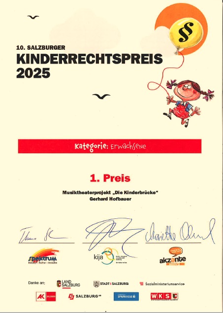 Kinderrechtspreis Urkunde
